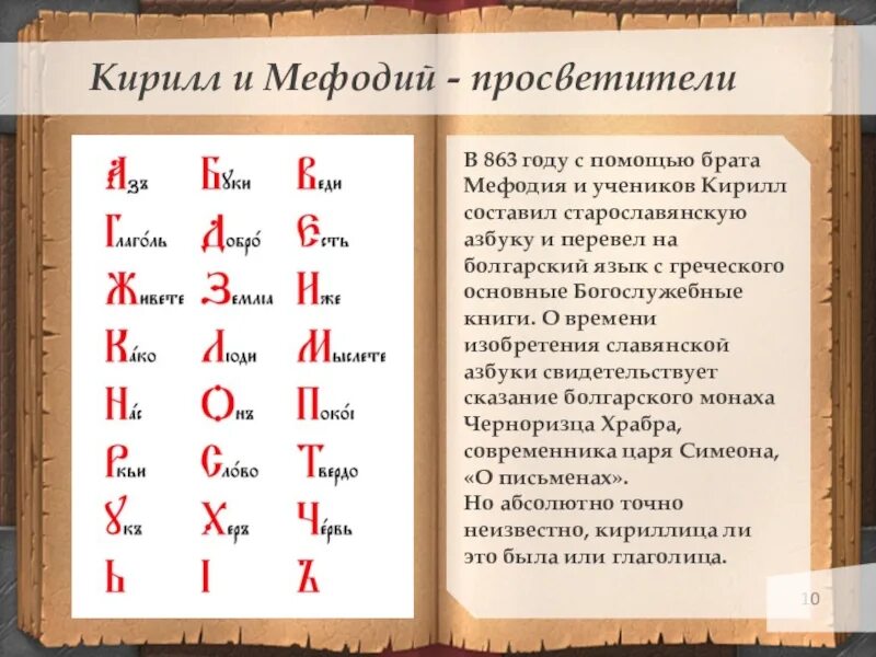 Переведи слово был. Азбука Кирилла и Мефодия. Кирилл и Мефодий Славянская Азбука. История создания славянской письменности кратко. Азбука кириллица была изобретена в IX В. братьями Кириллом и Мефодием.