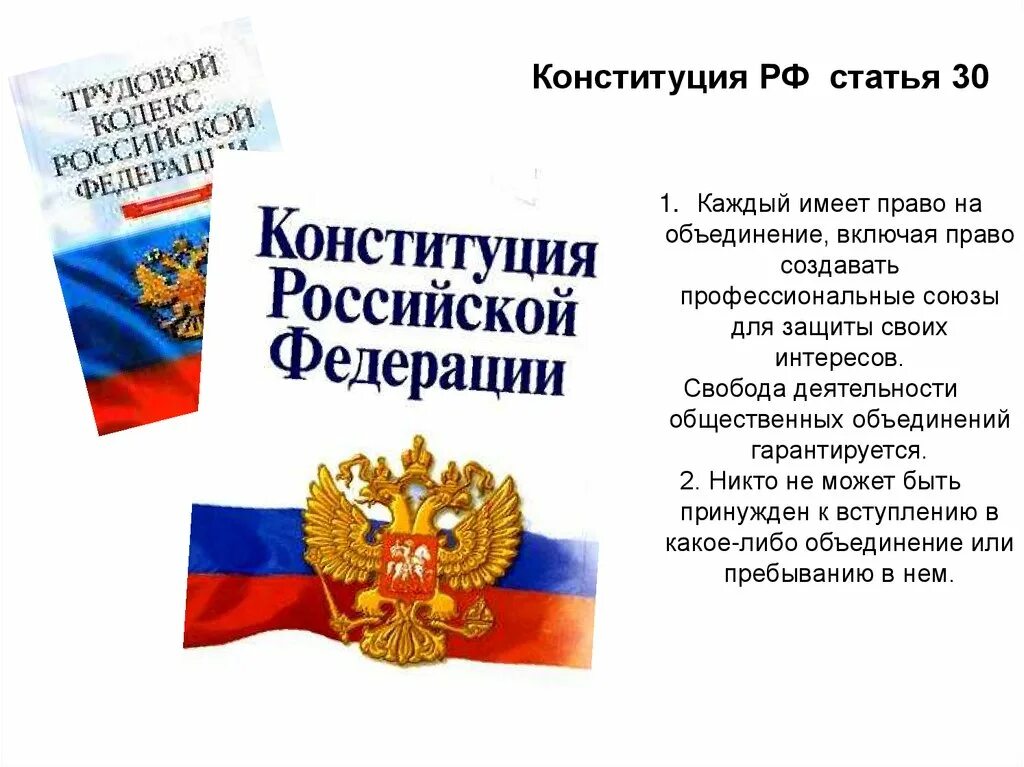 Общественные объединения в конституции рф. Каждый имеет право. Право создавать профессиональные Союзы. Право на объединение. Право создавать Союзы и объединения.