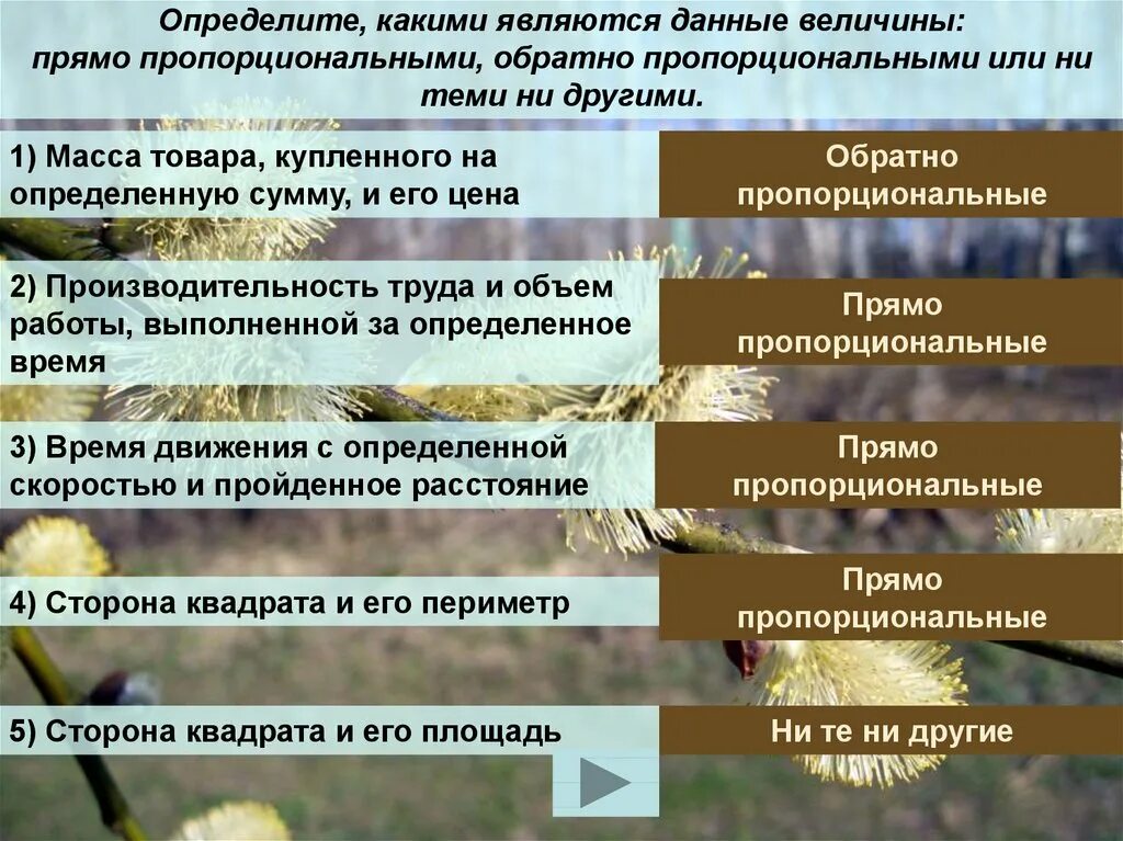 Определите является прямой или обратной пропорциональностью зависимость