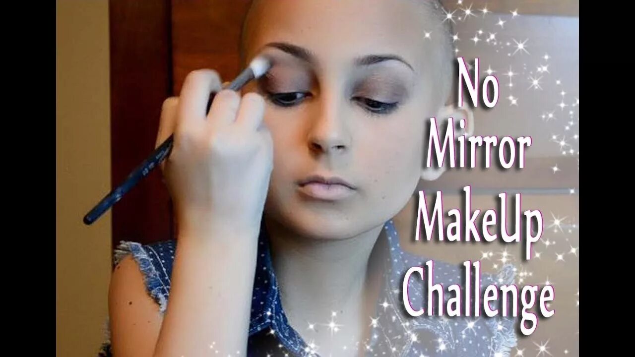 No make up Challenge. Girl psycho during makeup