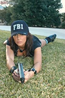Brunette FBI agent Lily Paige gets in a bed with hot couple and gets nailed...