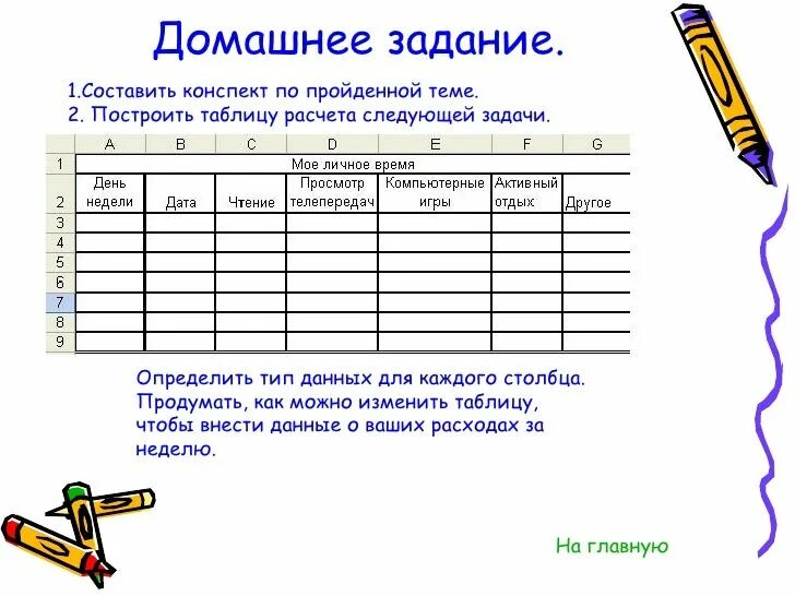 Затраты времени на постоянные домашние дела. Проект задачи расчеты. Таблица для домашних заданий. Проект по математике расчет затрат. Домашние задания электронная таблица.