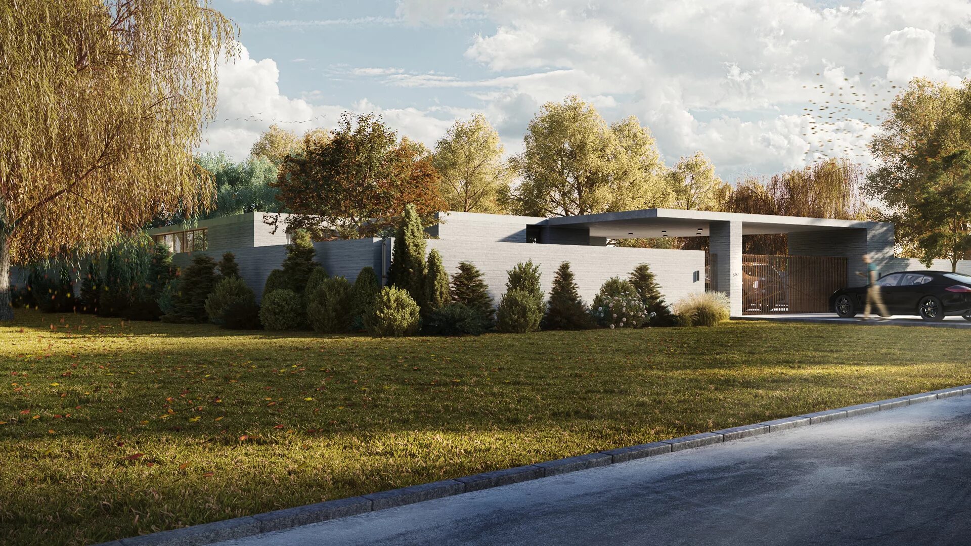 Кирпичный дом с бассейном. Function house. Two different buildings. Трёхэтажный дом с бассейном. Function house.