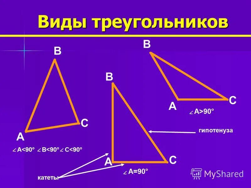 Указать элементы треугольника