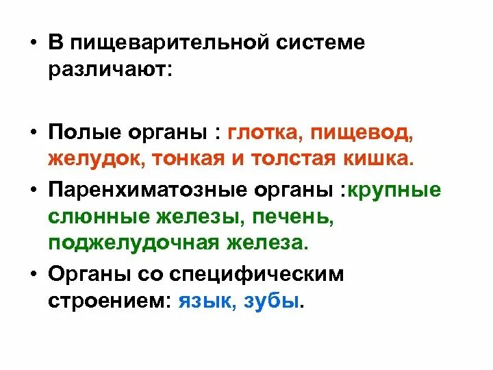 Строение полых и паренхиматозных органов