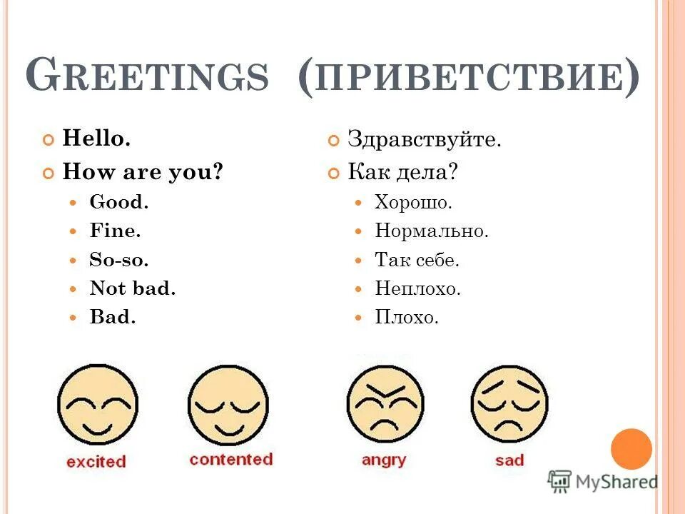 Фразы для приветствия