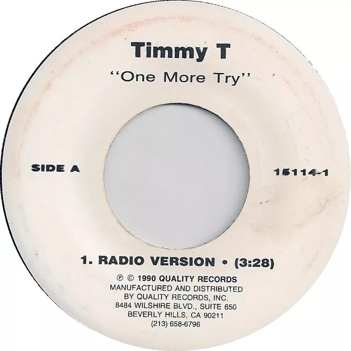 Timmy t one more try. One more try. One & one (Radio Version). One more try (Timmy t Song).