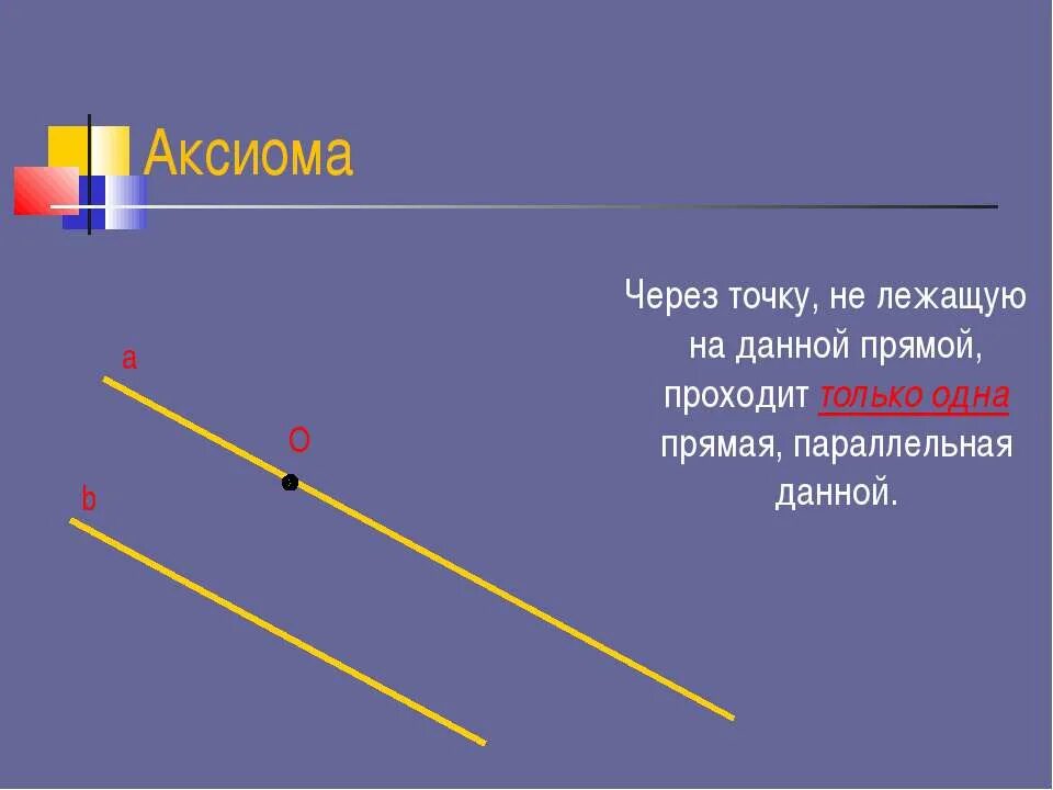 H 1 прямой. Через точку не лежащую на данной прямой проходит только одна прямая. Через точку лежащую на прямой проходит. Через точку проходит только одна прямая параллельная данной. Через точку не принадлежащую данной прямой проходит.