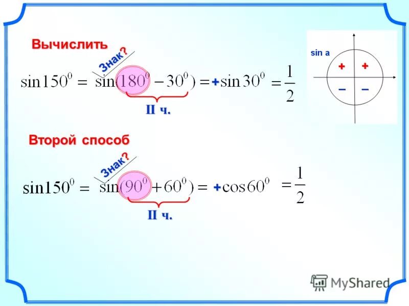 Формула функции sin