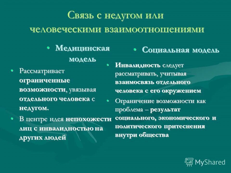 Отличия административного процесса. Медицинская (административная) модель. Социальная модель инвалидности. Медицинская модель инвалидности. Взаимосвязь медицины с административным правом.