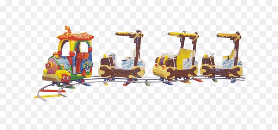 Развлечение транспорт. Поезд для детей в парке. Children's Park attraction Train with Rails. Big Park transport.