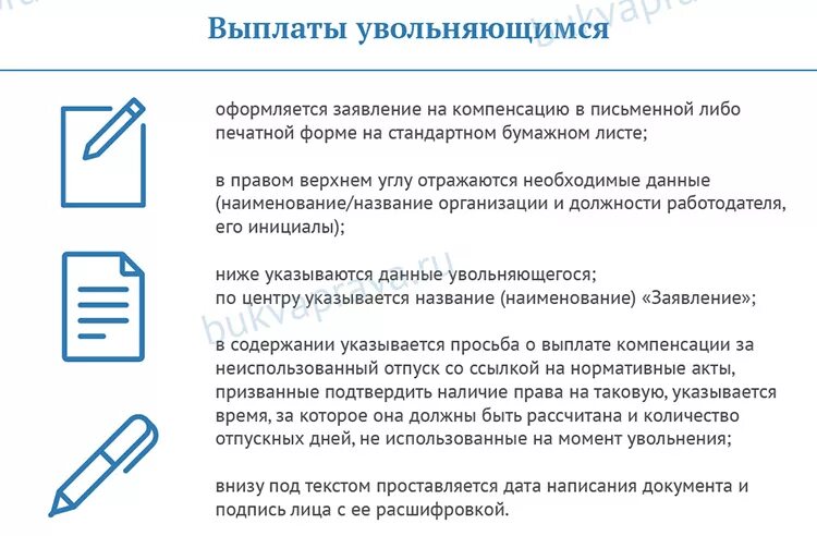 Заявление на компенсацию письменных принадлежностей. Как уволиться с компенсацией