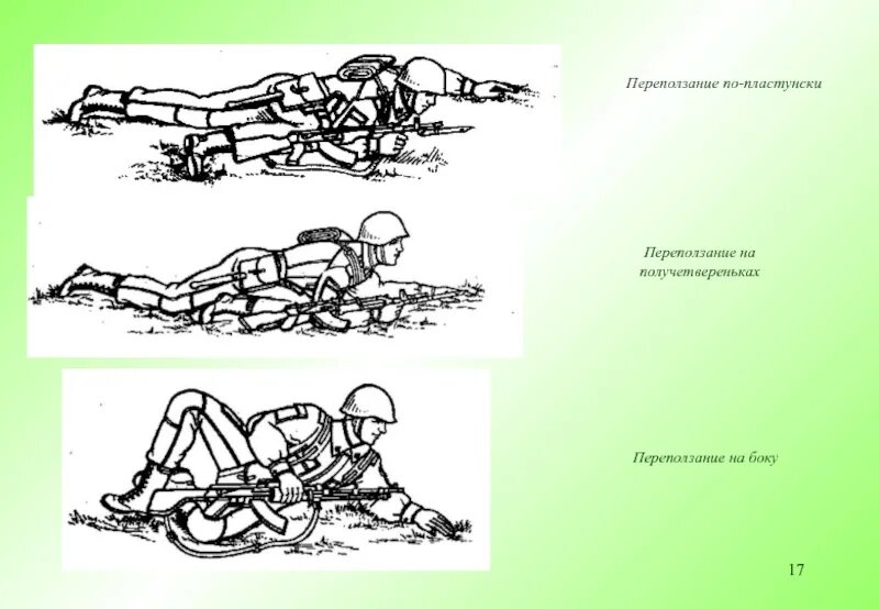 Переползание по пластунски. Передвижение по пластунски. Переползание на получетвереньках. Переползание на боку.