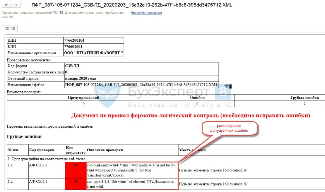 Аф сх 1.1 код 50. Ошибка 50 ПФР СЗВ ТД. Код ошибки 50. АФ.СХ.1.1. Код ошибки 50 в СЗВ-ТД что это.