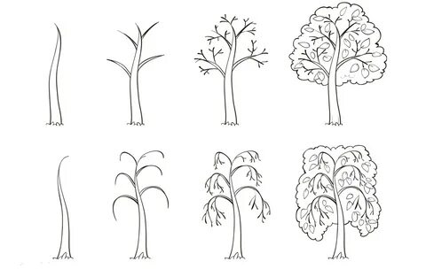 Рисование дерева лучше всего начать с эскиза Подробные пошаговые инструкции...