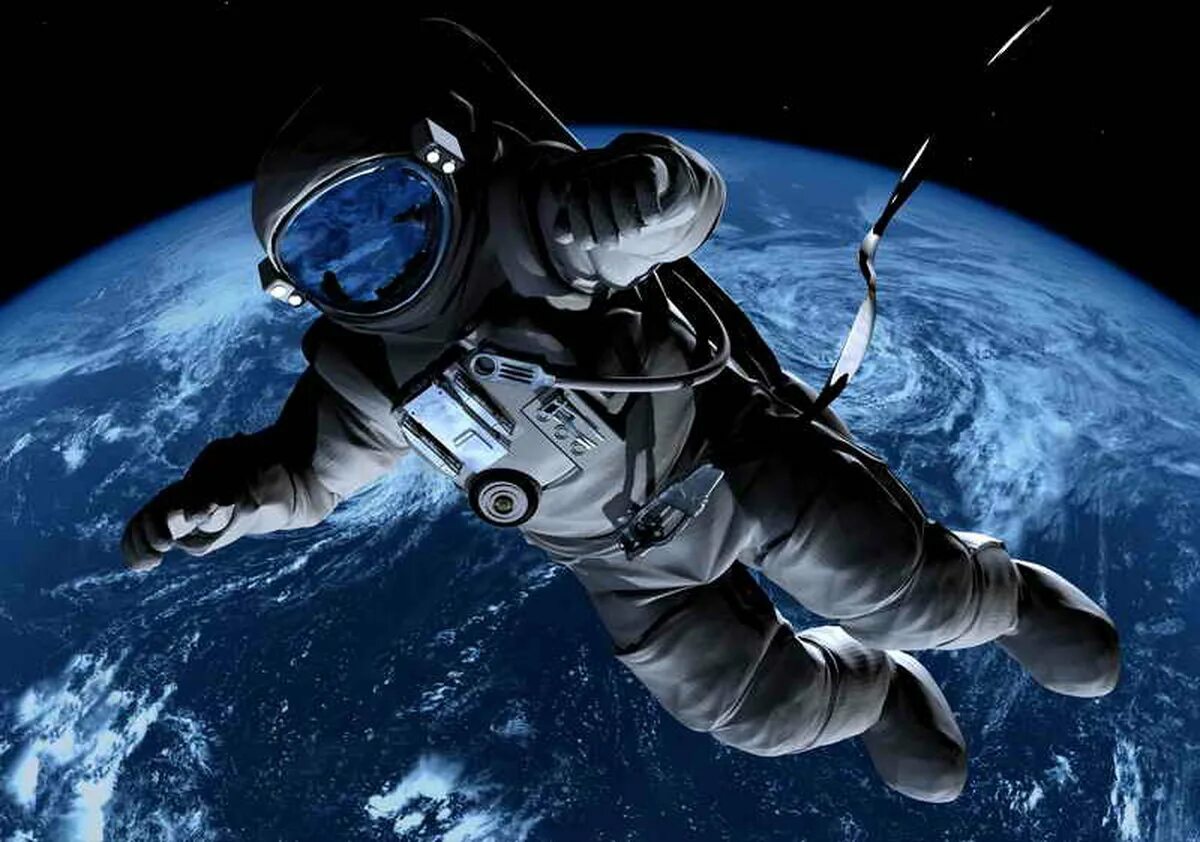 человек в космосе. невесомость в космосе. открытый космос. космонавт в космосе. космонавт в ракете ест.