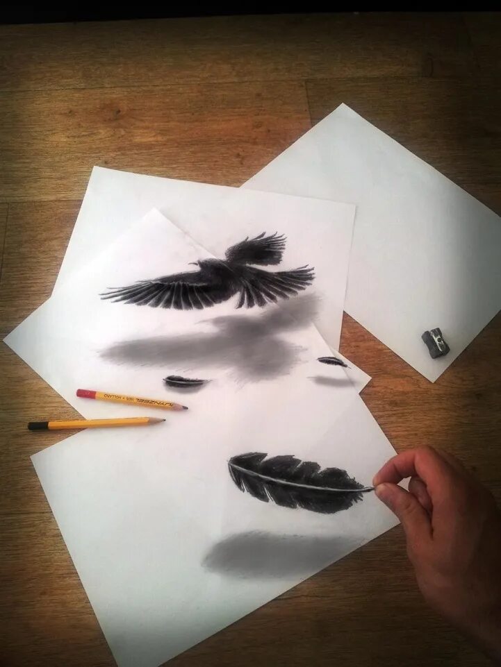 Рисовать на листе бумаги карандашом. 3d рисунки карандашом.