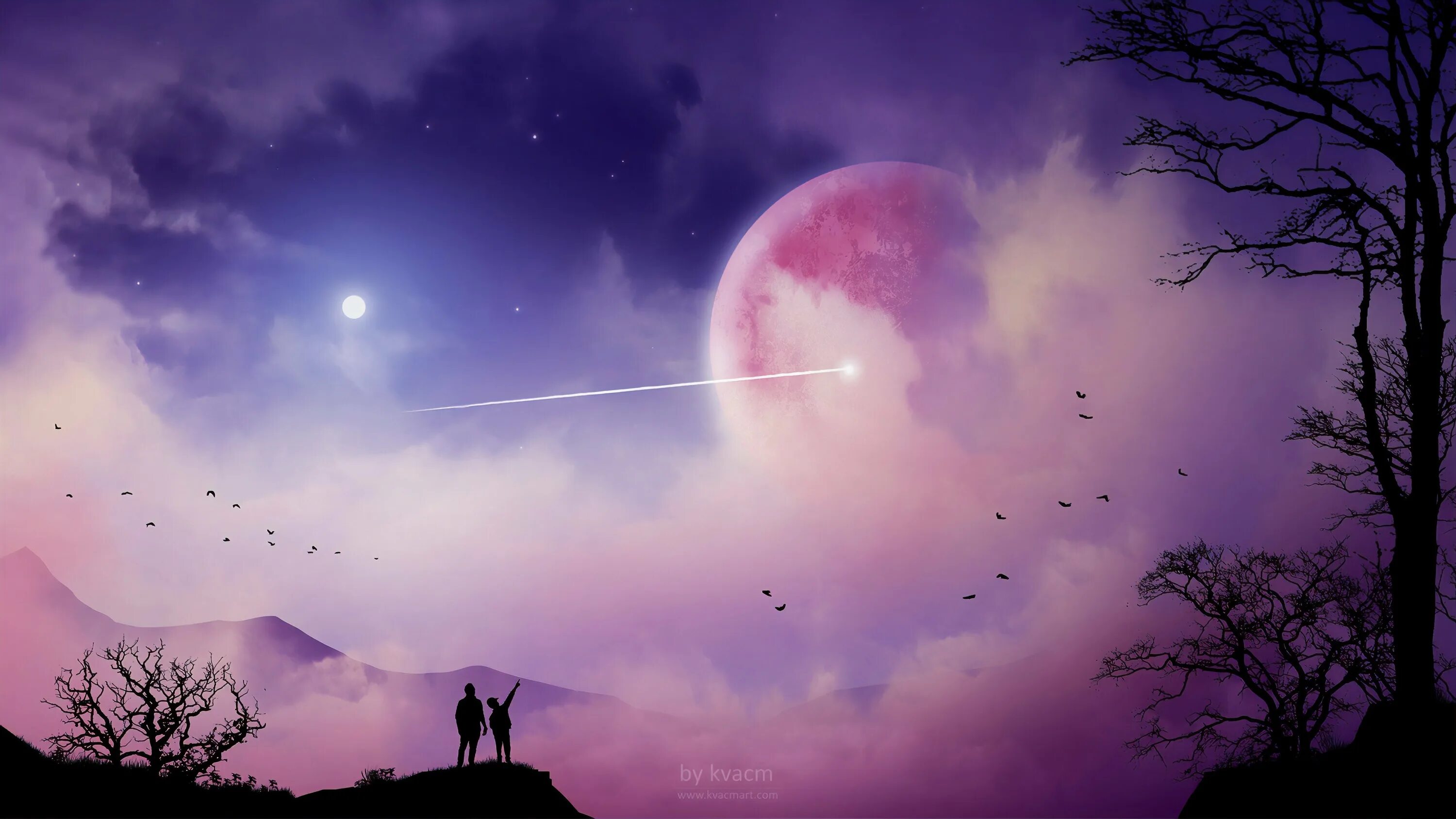 Чудесны лунные мартовские ночи сказочным кажется ночной. Лунное небо. Фиолетовая Луна. Ночное небо. Луна на розовом небе.