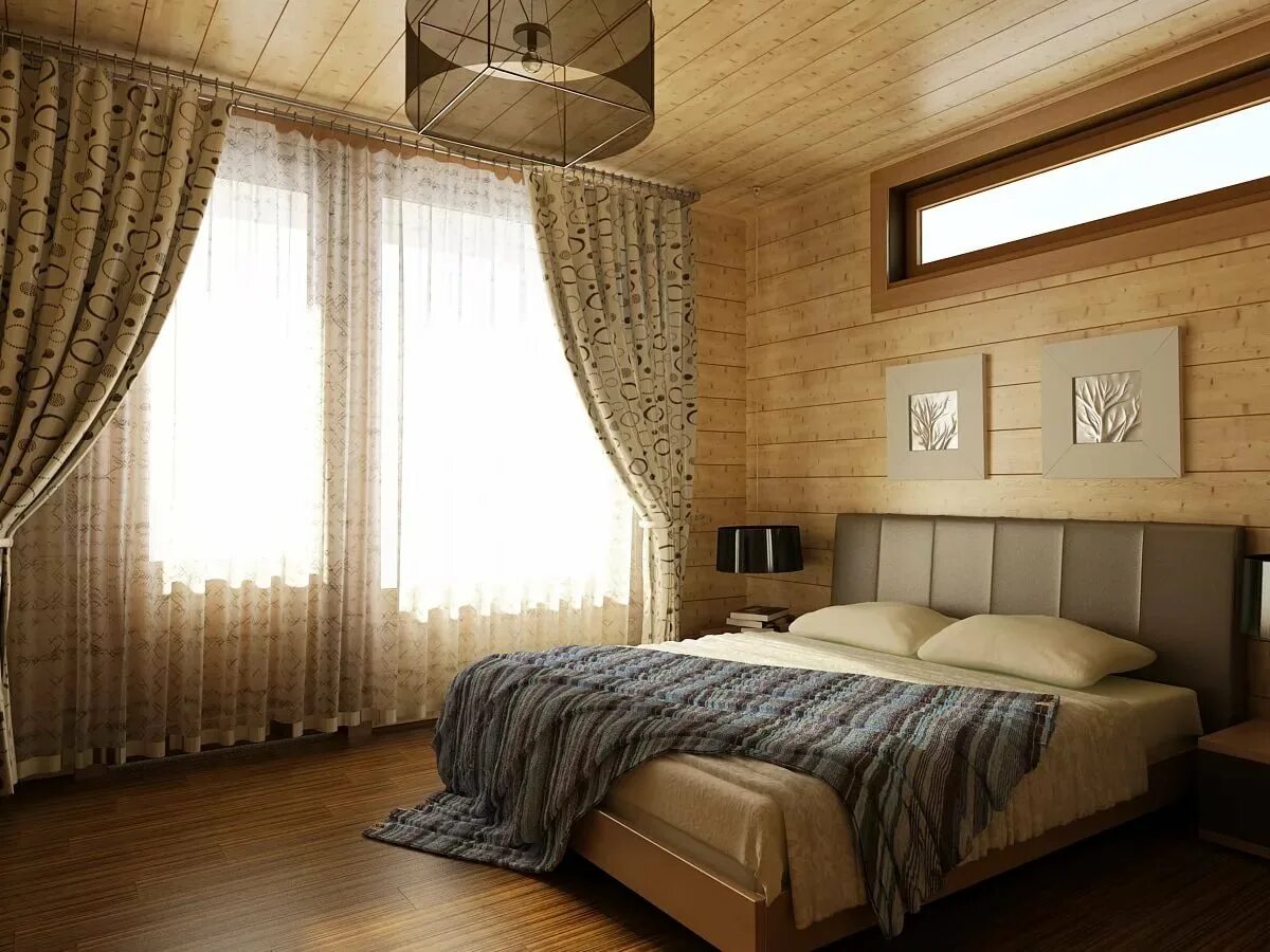 Спальня в доме. Спальня в частном доме. Деревянная вагонку в спальне. Интерьер спальни в деревянном доме.