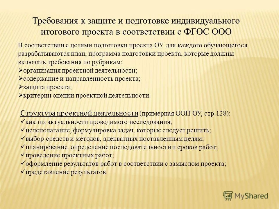 Ооо требования к организации. Проекты план подготовки проекта. Требования ФГОС ООО. Требования годового проекта. План итогового индивидуального проекта.