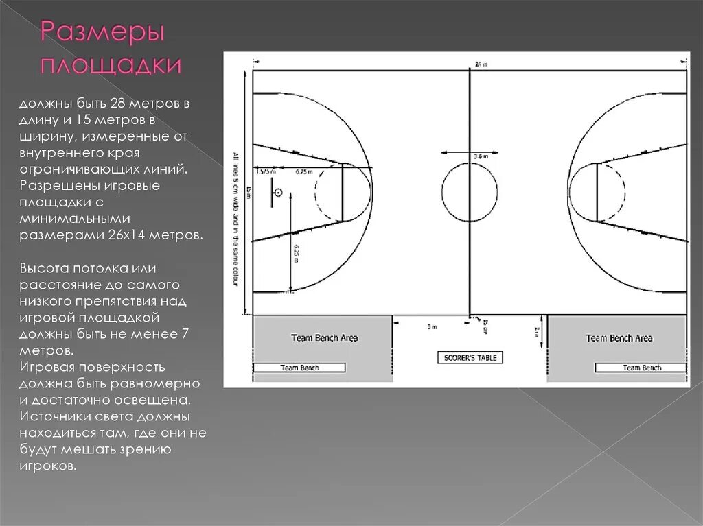 Размер баскетбольной площадки в баскетболе. Разметка баскетбольной площадки с размерами 26х14. Разметка баскетбольной площадки с размерами 24х13. Стандартный размер баскетбольной площадки в баскетболе. Разметки правило игры баскетбол.
