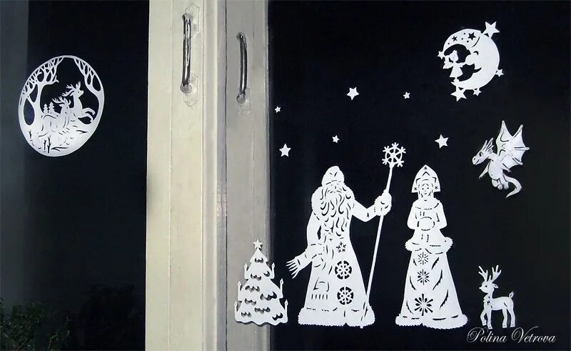 трафареты на окна на новый год. белые картинки на окно. новогоднии витражи на ока. белые снежинки. снежинка раскраска для детей.