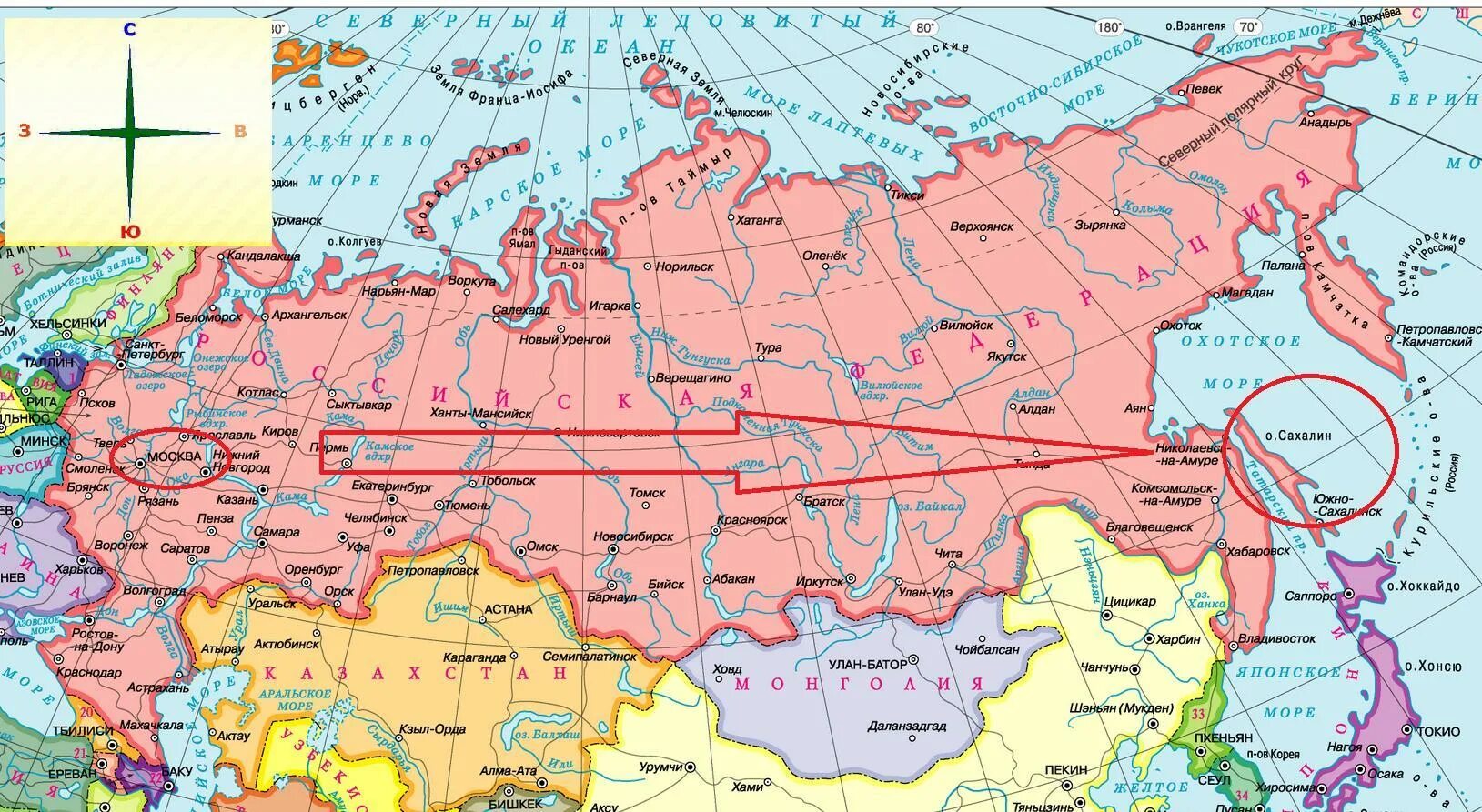 Карта соседей россии и их столицы