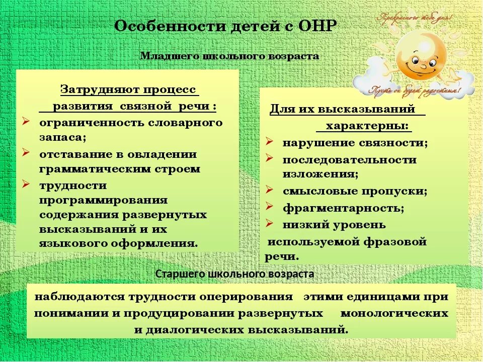 Программа логопедической работы по преодолению. Особенности детей с онр. особенности речи детей с онр. специфика работы логопеда с детьми с онр. характеристика детей с онр.