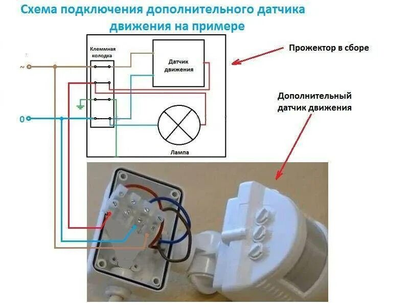 Подключение уличного фонаря. Датчик движения двухпроводный схема подключения. Датчик движения для освещения 4 провода схема подключения. Схема подключения инфракрасного датчика движения для освещения. Схема подключения светильника с датчиком движения через выключатель.