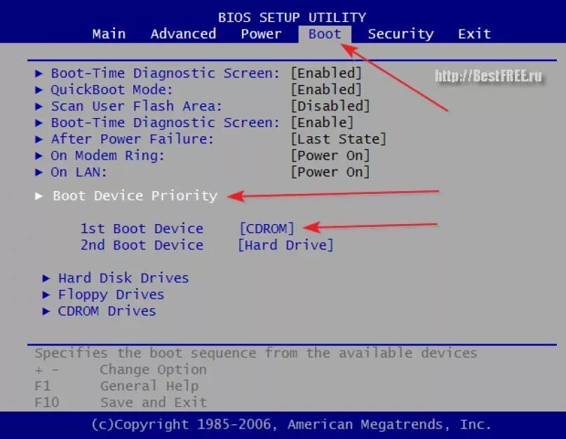 Как загрузить диск через биос. Биос 1985-2006 american megatrends. watchdog bios. ами биос. cd rom boot priority no medium что делать.