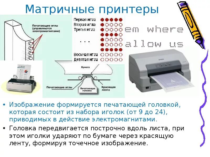 9 Игольчатая печатающая головка матричный принтер. Матричный принтер печать. Матричный принтер печатающей головки. Конструкция матричного принтера. Матричный принтер принцип