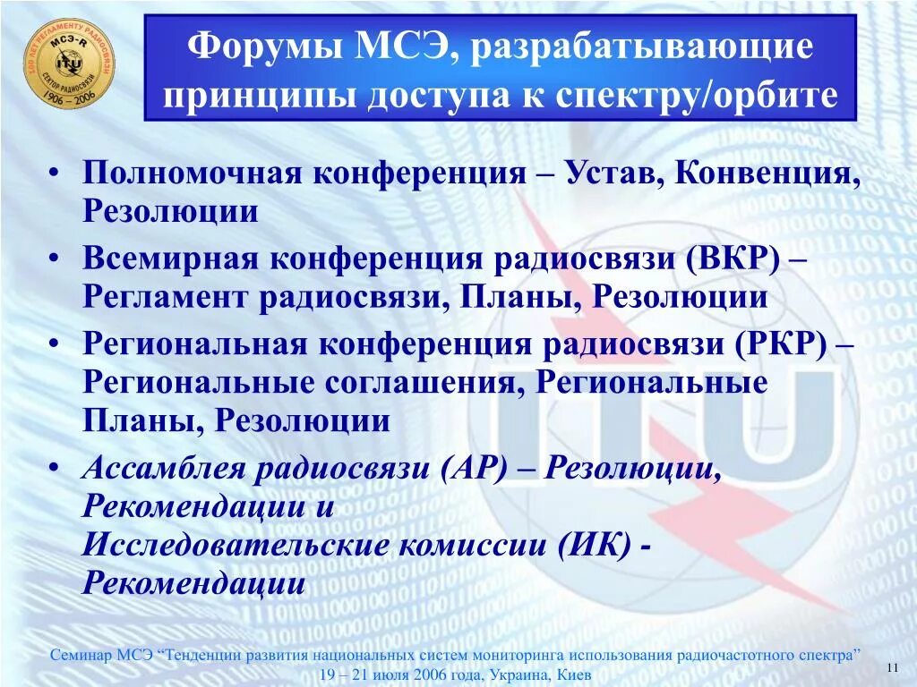 Региональная конвенция. Полномочная конференция МСЭ. Регламент радиосвязи МСЭ. Принципы использования радиочастотного спектра. Полномочная конференция МСЭ 2022.