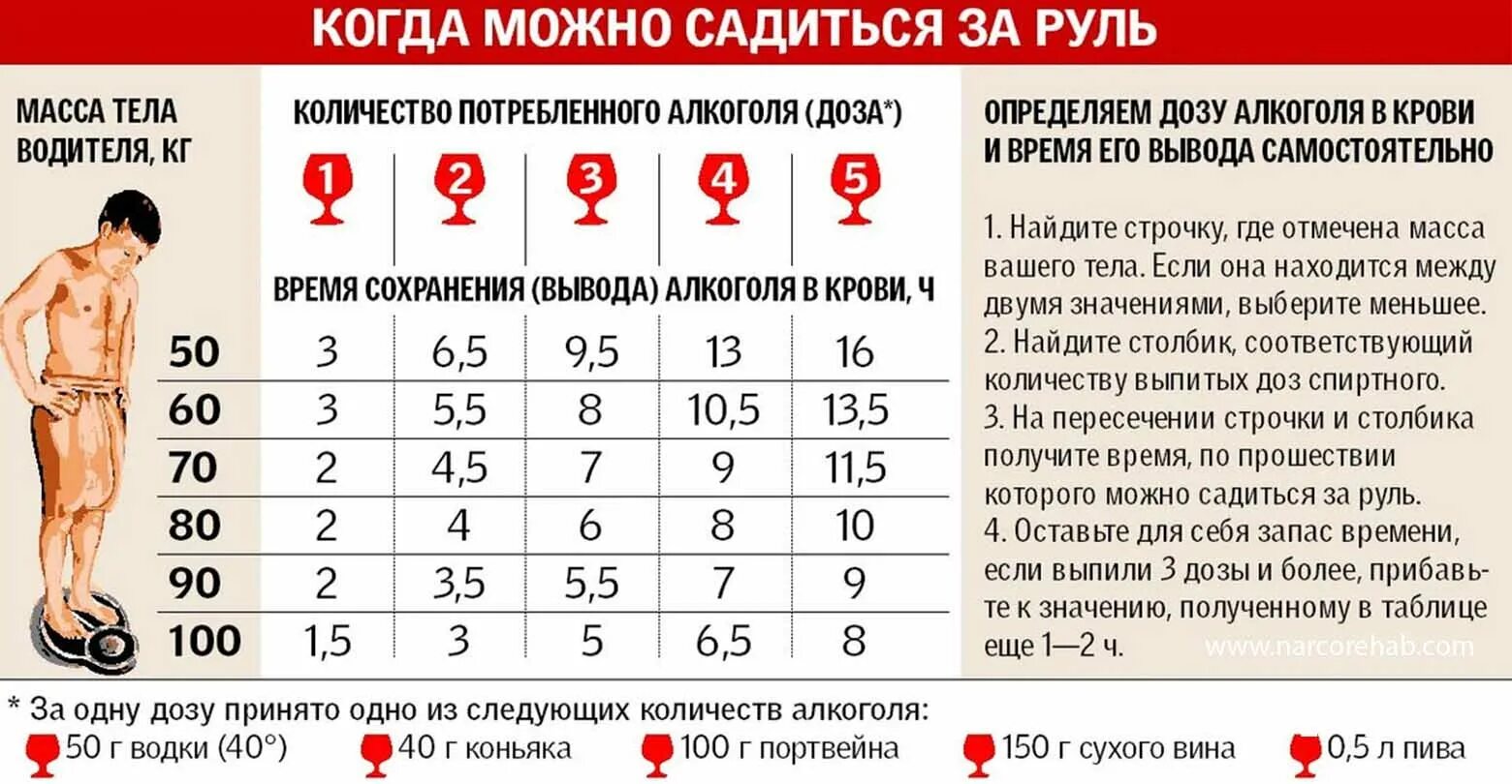 Шампанское выветривается из организма мужчины. Через сколько можно садиться за руль.