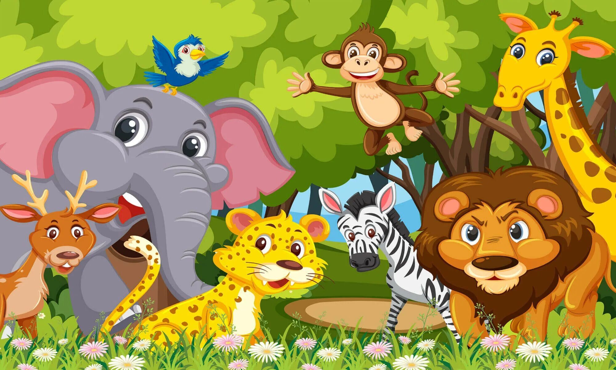 Animal themes. Мультяшные животные. Животные джунглей. Мультяшные животные для детей. Обитатели джунглей для детей.