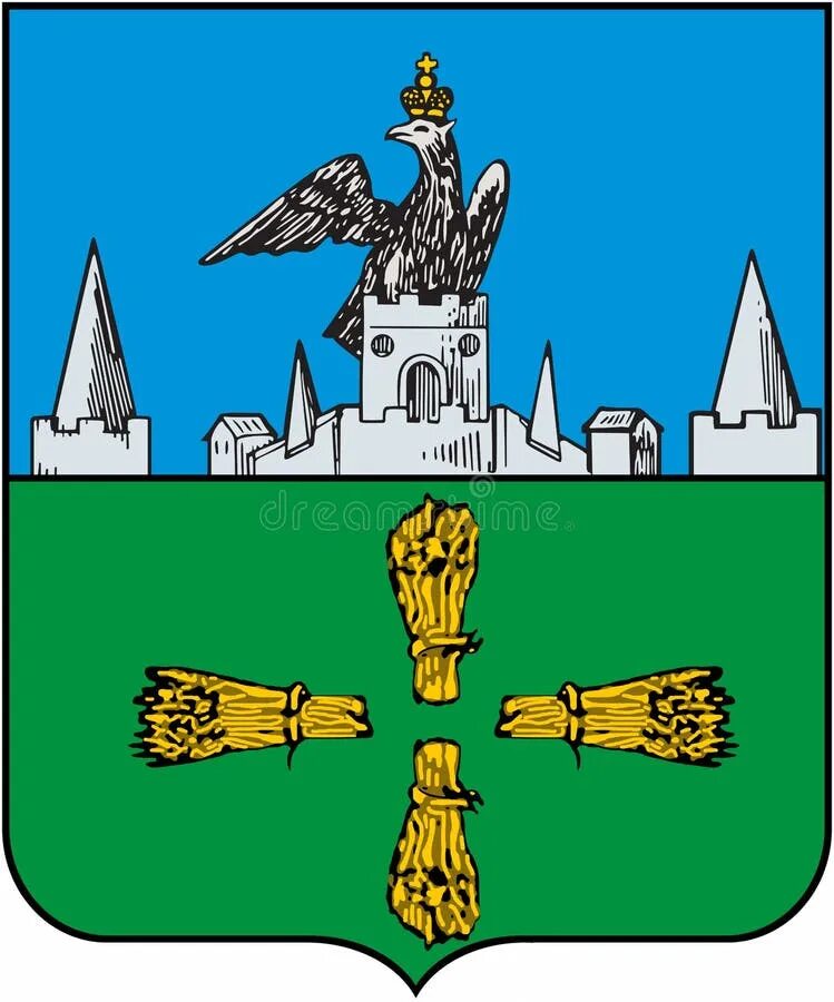 Герб с орлом на крепости. Герб города Мценска. Мценск герб орёл. Флаг города Мценска. Герб Мценска 1781.