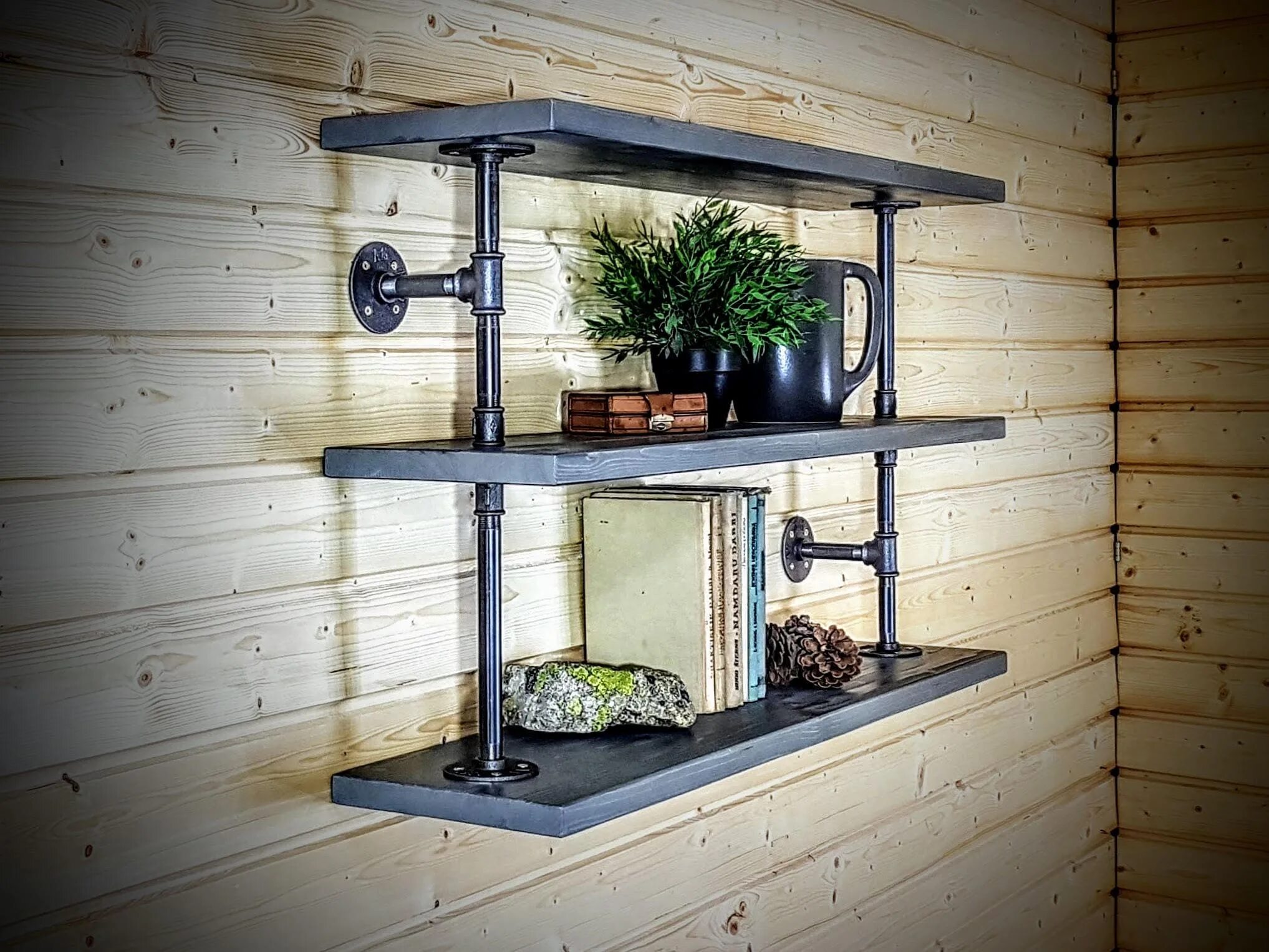 Полки из труб. Навесная - настенная полка для цветов в стиле loft (wall shelf - 28). полка из труб. подвесные полки в стиле лофт. полки из труб в стиле лофт.