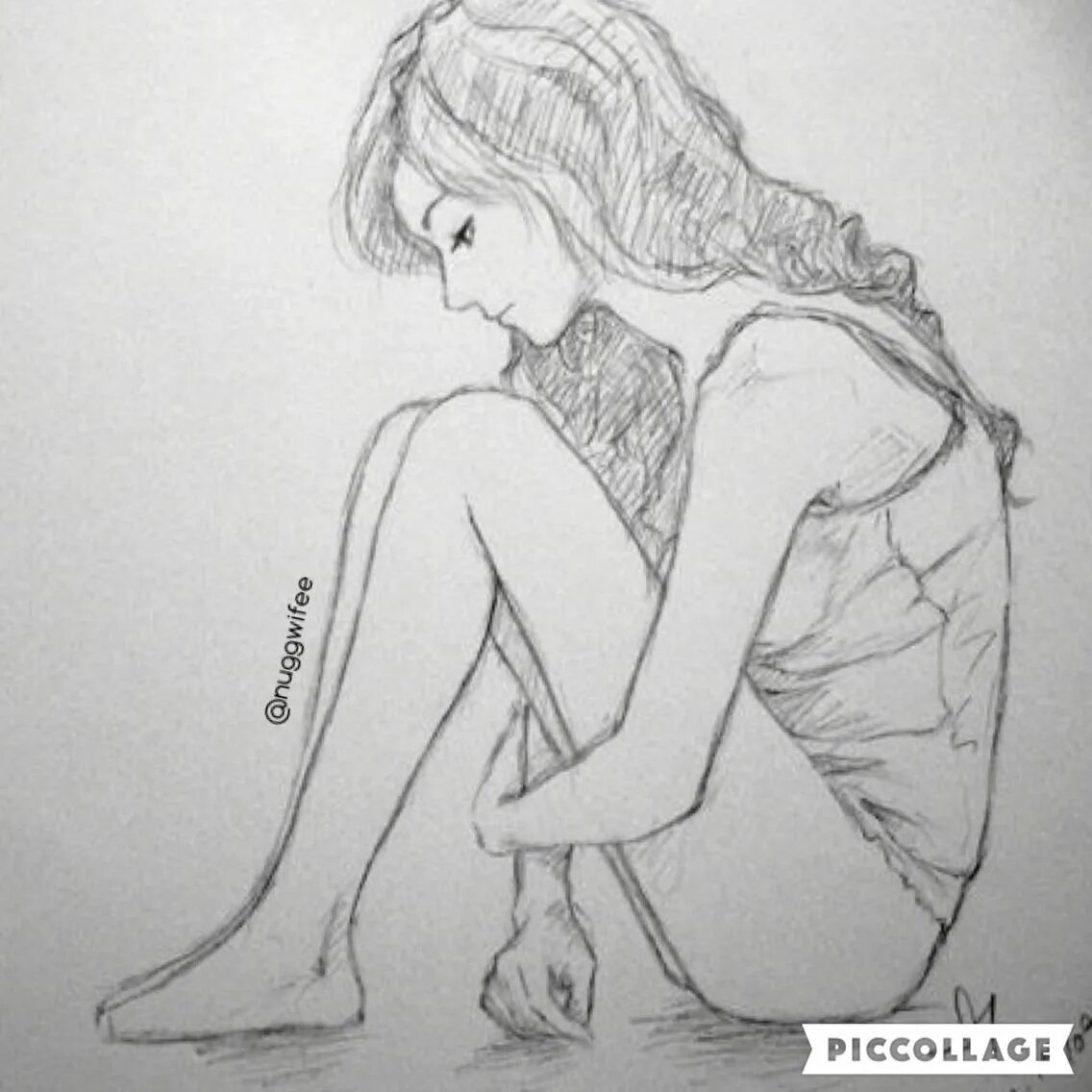 Рисуем сидящую девушку