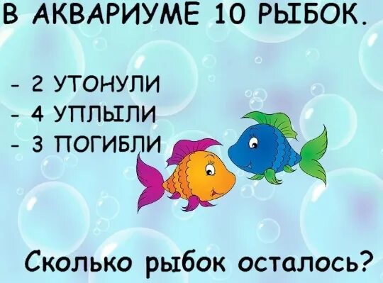 Раз два три рыбку. Головоломка про рыбок в аквариуме. Загадка. Сколько рыбок осталось. Загадка про рыб в аквариуме. Загадки про аквариумных рыбок.