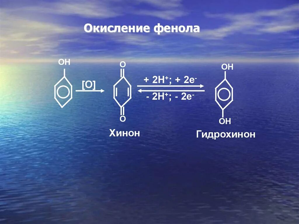 Фенол вступает в реакцию с водой. Окисление фенола. Фенол и этанол. Окисление гидрохинона.