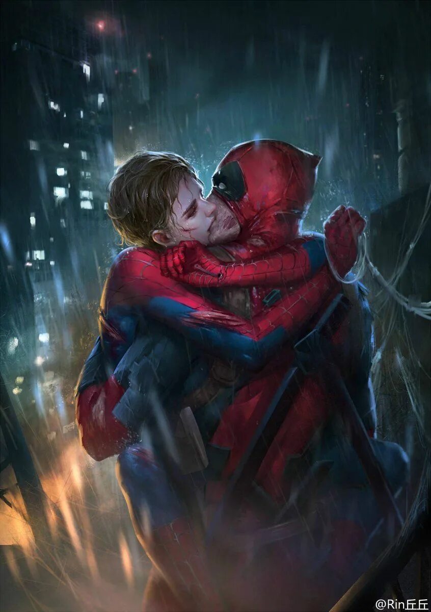 Spideypool. Дэдпул и Питер Паркер слэш 18. Питер Паркер и Дэдпул 18. Дэдпул и человек паук. Дэдпул и Питер Паркер арт.