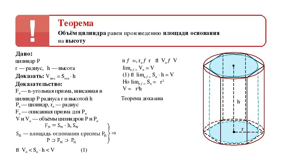 Чему равен дал в литрах. Выведение формулы объема цилиндра. Формула расчета объема цилиндра. Диаметр цилиндра формула. Формула объема цилиндра как вывести.