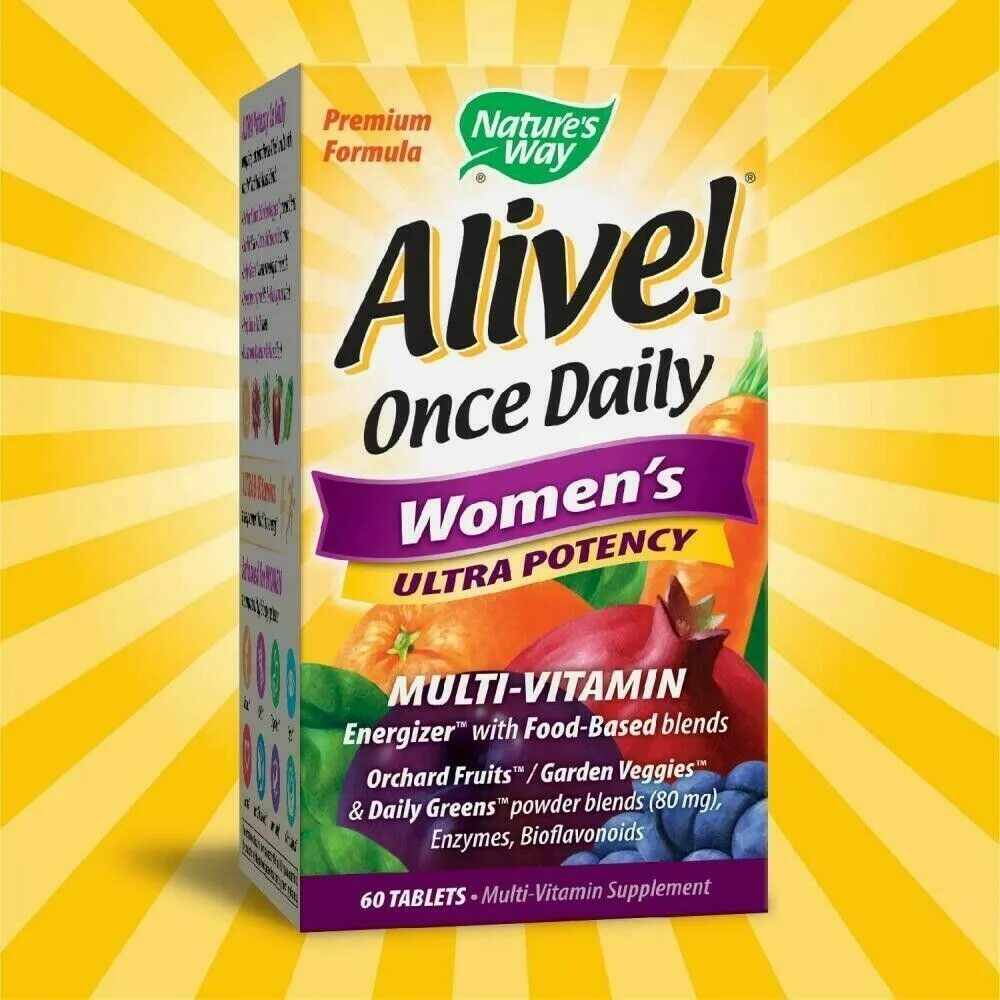 Once daily. Nature’s way, мультивитамины для женщин Alive.. Витамины Alive women's 50+. Аливе витамины для женщин 50. Alive! Once Daily women's Ultra Potency Multi-Vitamin таб. №60.