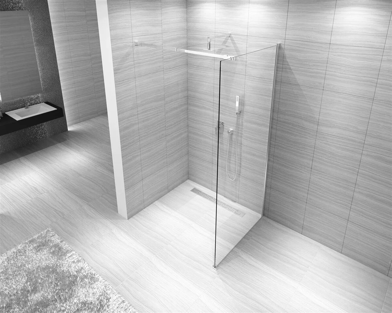 Walk in. Душевое ограждение walk-in 110x200h. душевая стенка skadi walk-in (80+45)x 190 см rdy20. ширма для душа. ширма для душа из стекла.