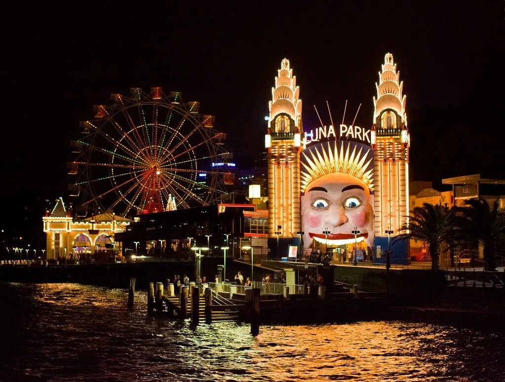 Сиднейский Лунапарк. Луна парк Сидней. Лунапарк в Сиднее аттракционы. Luna Park Австралия. Луна парк 3