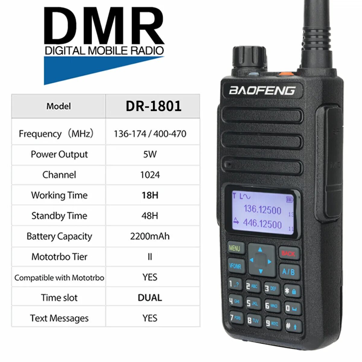 Baofeng частоты каналов. Рация Baofeng DM-1801. Рация Dr- 1801. Рация Baofeng 1801 DMR. Baofeng DM-860.