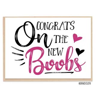 Congrats On The New Boobs - Funny Boob Job Card, Good Luck Card, Breast E.....