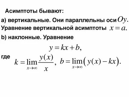 Наклонная асимптота формула