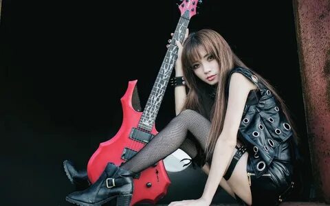 Hintergrundbilder Asiatisches Mädchen, Musik, Gitarre - Asian Girl Bass Gui...