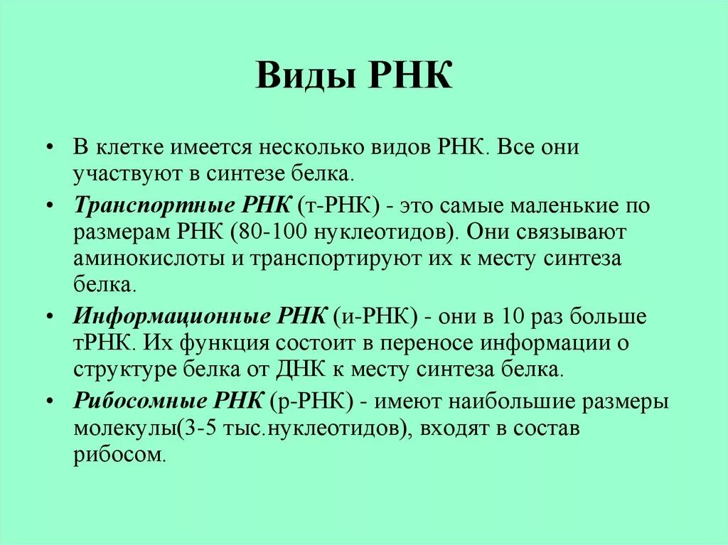 Все виды РНК. Типы РНК. Строение и виды РНК. Строение различных видов РНК.