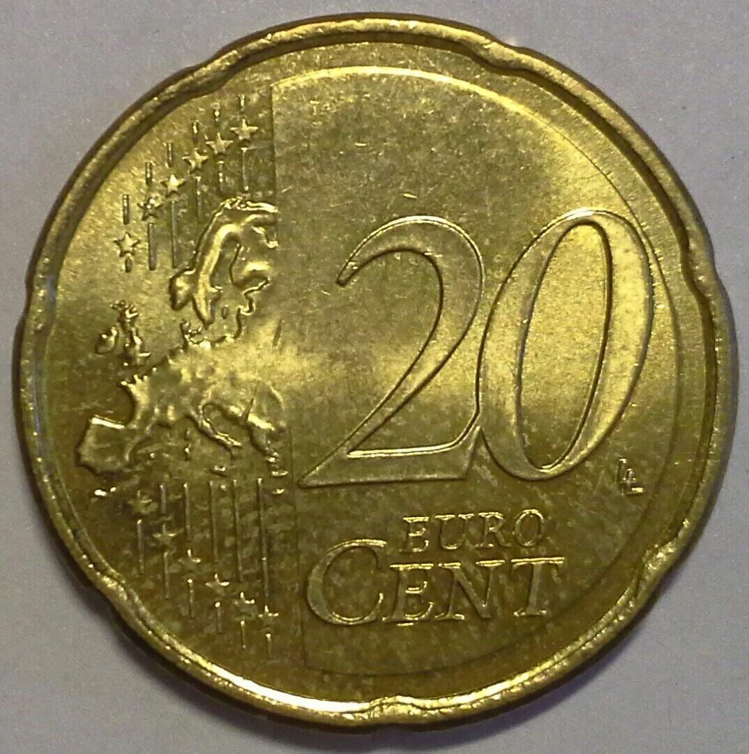 Центы в рубли. 20 Евроцентов 1999 RF. 20 Евроцентов 2009. 20 Euro Cent. Монако, 20 евроцентов, 2009-2020.